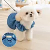 Vestidos de mezclilla de ropa para perros para perros pequeños ropa de niña con correa de correa mangas volantes gato azul chihuahua trajes