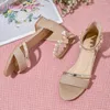 Casual Shoes Summer Elegant Gold Silver Women Dress Sandals Classic Chunky Heel OL Lady Plus Small Big Size 3 28 30 43