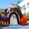 2024年の屋外ハロウィーンコンサートナイトクラブステージデコレーションのためのライト付き高インフレータブルハロウィーンアーチ3m 10フィート