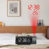 Corloge de projection numérique réveil avec température 180 ° Rotation USB Table électronique Clobe de chambre à coucher 3D Fonction de répétition murale