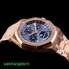 AP Crystal Pols Watch Royal Oak 26574or Blue Plate Automatische machines Mens 41 mm Gauge 18K Rose Gold -uurwerk