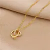 Pendant Necklaces Fashion Personality Love Peach Heart Double Ring Necklace Ladies Korean Trendy Confession Ring Clavicle Chain Pendant Gift