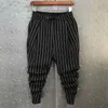 Men's Pants Korean Fashion Pantalones Hombre Spring Summer New Pants Mens Tide Striped Harun Personality Cotton Hemp Casual Pants Streetwear d240425