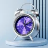 Clocks Portable Metal Alarm Clock Retro Round Double Bells Desk Table Clock Bedroom Home Decorations Portable Alarm Clock