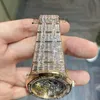 Nowa moda luksusowa zegarek szkieletu ze stali nierdzewnej Pełna lodowana bagietka vvs moissanite diamentowe zegarki męskie eksporter z Indii