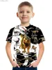 T-shirts 3D Digital Dinosaur Print Boys Creative T-shirt Casual lättvikt Comfy Short Sleeve Tee Tops Kids Clothings for Summerl2404