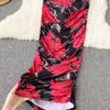 Casual Dresses Summer Fashion Women Floral Print Bodycon Maxi Dress Sexig One Shoulder Sleeveless Slim Fit Ruched Holidays Party Vestidos