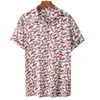 Men's Casual Shirts Respzed Summer Striped Shirt Scalp Plant Print Fashion Seaside Resort City Short Sleeve Y Hawaiian