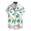 Chemises décontractées pour hommes Summer Hawaiian Shirt Men Hommes Colo Impression 3D Feuilles de fleur à revers Colliers courtes Colombes Bouton Blouse Blouse Vêtements