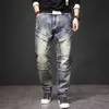 Men's Jeans Vintage Punk Jeans Men Plus Size 40 44 Denim Pants Fashion Streetwear Cargo Jeans Pants Plus Size 40 44 Trousers Male Bottoms 240423