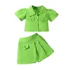 Kledingsets Babymeisjes Tweedelige outfits Solid Color Shirt Shirt en Shorts Rokset Set peuter Zomerkleding