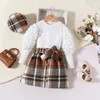 Наборы одежды для малышей девочка юбка для юбки с твердым цветом с длинным рукавом водолазка вязаный свитер.