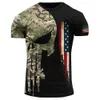 Męskie koszulki amerykański żołnierz zwyczajny O-Neck z krótkim rękawem kamuflaż komandos weteran męski T-Shirt Specjalne siły specjalne na zewnątrz szybkie suszące topl2425