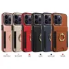 15 Pro Achteromslag Telefoon Wallet Case Ring Protection Leather Case voor iPhone