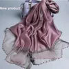 Écharpes écharpe de soie d'été pour femmes de longue taille pashmina dame châle enveloppe bandana bourdard hijabs solide plage soft plage voleur kimd22