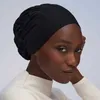 Hijabs Novo modal macio de chapéu de turbante muçulmano amarrar algodão hijab taps islâmico subdcarf bonnet Índia chapéu feminino turbante mujer d240425