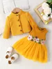 Girl's Dresses Baby Girls Clothes Top and Dress Spring and Winter Outfit Appliqu Princess Dress + Long Sleeve Jacket Baby Set 5-day Shipping d240425