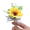 Decorative Flowers 2pcs Sunflower Boutonniere For Men Wedding Yellow Groom With Pins Buttonholes Groomsman Brooch