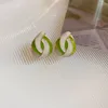 Boucles d'oreilles mi minar simple torsadé blanc de couleur vert couleur émail géométrique pour les femmes boucles d'oreille carré rond métalliques