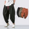 Pantaloni da uomo Nuovi uomini di grandi dimensioni pantaloni harem sciolto in stile cinese in stile cinese e pantaloni di lino joggers pantaloni casual di alta qualità uomini d240425