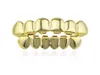 2022 6 Zähne Zähne Fangs Mode Gold plattiert Rhodium HipHop Zähne Grillz obere untere Rock Dentalgrillsets Halloween Requisis5300597