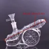Großhandel 3D Artillerie Design Glas Dab Rig Bongs Shisha Duschhead Perc Bong 14mm weibliche Wassertabakrohre mit Daunen Ölbrenner -Topf oder Rauchschüssel