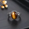 Pierścienie klastra moda 925 Srebrna owalna wysokiej jakości naturalne oko tygrysa dla mężczyzn kobiety prezenty modne biżuterię hurtową kroplę