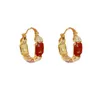 Stud Vintage Red Coffee Square Enamel Hoop Earrings For Women 2024 New Fashion Metal Geometric Drip Oil Round Earrings Jewelry