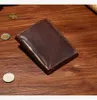 Äkta läder plånbok vintage trifold män design cowhide id korthållare manlig handväska kort mynt pocket väska handväska boy2734257j2762182