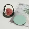 Mirrors Mini Circular Portable Makeup Mirror PU Desk Small Mirrors Stainless Steel Folding Compact Mirror Soild Handheld Beauty Mirror