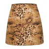 Röcke Leopard Feste Farben Falten Mode Leder Samtrock Frauen hohe Taille Wildleder