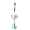 Decorative Figurines 1PC Handmade DIY Love Sheet Metal Maple Crystal Pendant Home Chandelier Accessories Window Decoration Garden Suncatcher