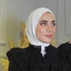 Hijabs muslimska jersy hijab halsduk vit abaya hijabs för kvinnlig tröja abayas kvinnor islamisk klänning huvud wrap turbans omedelbart crinkle turban d240425