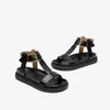 Sandalen Beautoday T-STRAP Women Echte lederen Buckle Strap Solid Color Leisure 2024 Summer Ladies Shoes Handmade 32429