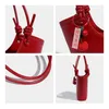 Evening Bags MABULA Knot Strap Women's Red Basket Tote Bag 2 Pcs Set Exquisite Leather Shoulder Hobo Purse Designer Simple Shopper Handbag