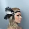 Headpieces 1920 -talet Great Black Bridal pannband Feather Beauty Girl Feather Wedding Tassel Prom Princess Birthday Party