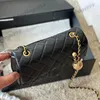 Último diseñador Black Lambskin Gold Ball Ball Ball Bead Mini Flap Square Bolsas acolchadas Matelasse Crossbody Crossbody Diamond Lattice Bols de 17 cm de 20 cm