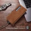 Cases Vintage Leather Case voor Samsung Galaxy Z Fold 4Vold5 5G Folio magnetische kaarthouder Standstand Full Body Protective Phone Cover