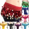 Stage desgaste do lenço de quadril com lantejoulas pendentes para as saias da corda da cintura da dançarina da barriga embrulham 11 cores fofas de dança de dança para mulheres d240425