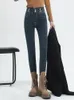 Jeans femminile Circyy for Women Pants Denim Slip Velvet High Welned Skinny Pencil Skinking Inverno Calda Calza Casualmente Casualmente