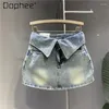 Jupes d'origine bleu clair denim mini jupe femme 2024 printemps et été streetwear femme collier a- line courte hanche jean