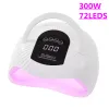 Kits BM8 300W 72LEDS NAIL DRINER LAMP Big Power UV LED Nail Lamp Inga svarta händer för torkning av nagelgel Polsk bärbar design Nagellampa