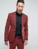 Jackets Jeltonewin Mode Italienisch Design Rotes Plaid Hochzeitstuxedos für Prom -Männer Anzüge 2 Stück Jacke Hosen Schlanker fit männlicher Bräutigam Kleidung