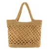 Drawstring Hollowed Out Straw Weaving Handbag Tote For Women Vintage Large Capacity Solid Women's Bag Totes Designer Seaside Beach Bags