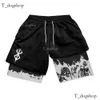 Y2K Hellstar Men's Designer Shorts Black Anime Berserk Manga Print Gym Compression Strendy Sportsクイックドライフィットネストレーニング夏453