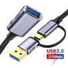 Tillbehör 2in1 USBA/TYPEC till USB3.0 Kabel USB -förlängningskabel Male till kvinnlig USB3.0 Extender CORD för PC TV USB -förlängningsdatakabel 2M 2M