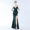 Lässige Kleider High-End-Abendkleid sexy geteilte Hand Perlen Quaste 2024 Paillettenparty Slip Long Gala Frau Vestidos de fiesta
