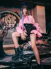 Stage noszenie zzl k-pop strój Urban Dance Girl Ubranie hip-hop spodni różowy brokat błyszczące ubrania jazzowe kostiumy wybiegu zużycie D240425