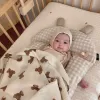 sets Swaddle Blanket Baby Blankets Newborn 2 Layers Bear Print Cotton Gauze Muslin Infant Girls Boys Bedding Stroller Cover Blanket