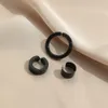 Sindlan 3pcs punk czarny mankiet uszy dla kobiet mężczyzn Fałszywe kolczyki na przekłucie stali nierdzewnej para emo mody biżuteria Aretes de Mujer 240423